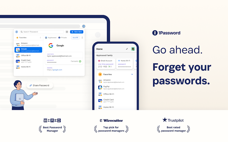 1Password füllt einen Login automatisch aus und speichert die Zugangsdaten in einem Tresor