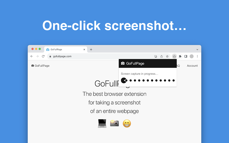 GoFullPage erfasst eine ganze scrollende Webseite als einen einzigen Screenshot