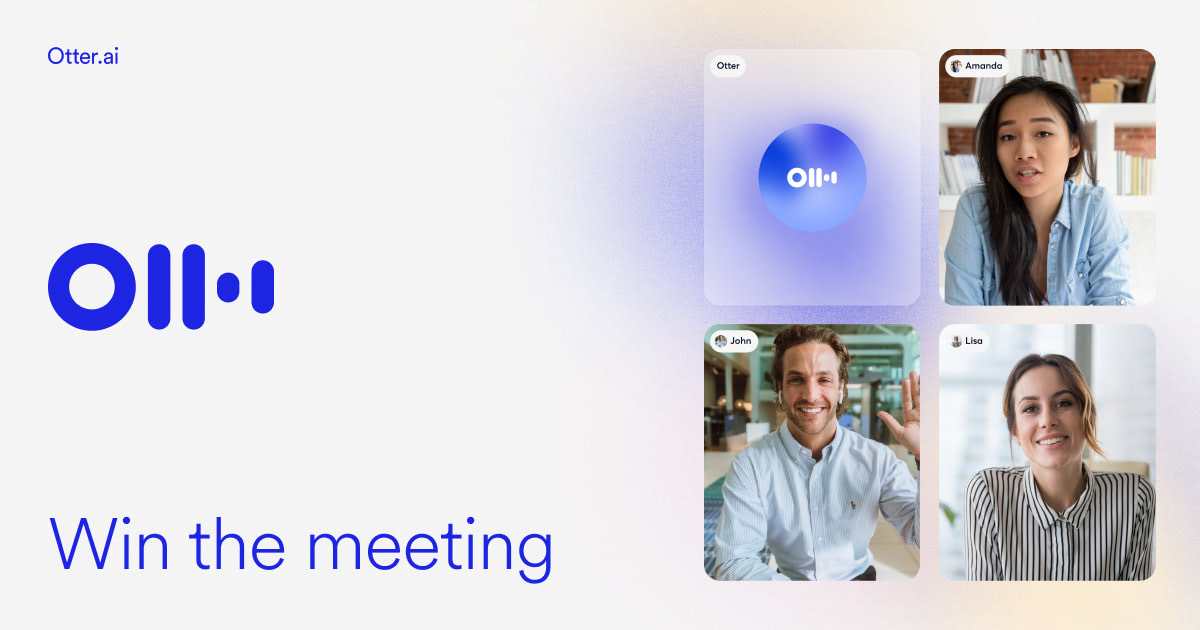 Otter.ai-Produktgrafik: Der Otter-Assistent wählt sich in ein Videomeeting ein