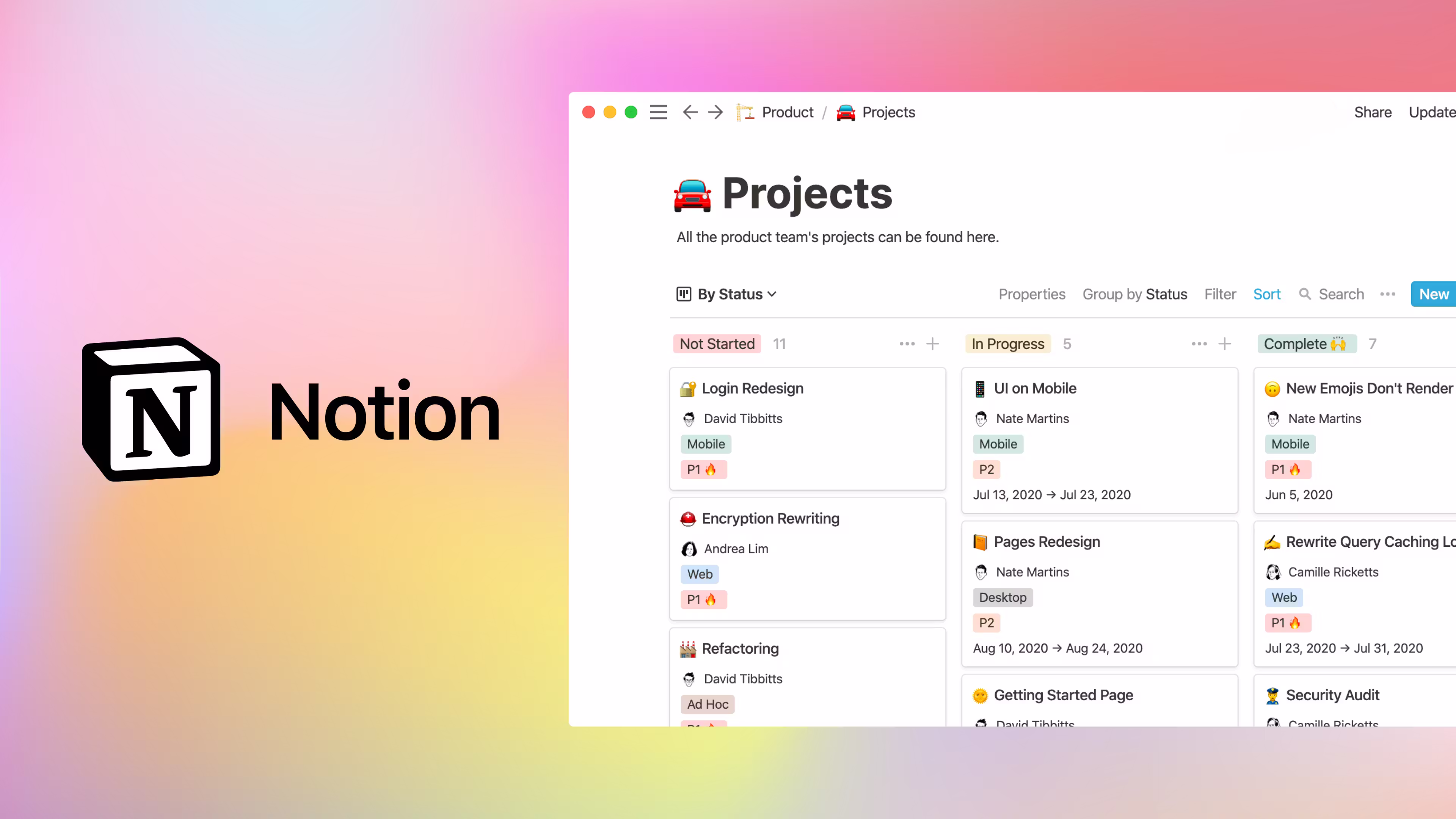 Espace de travail tout-en-un Notion avec notes, tâches et bases de données