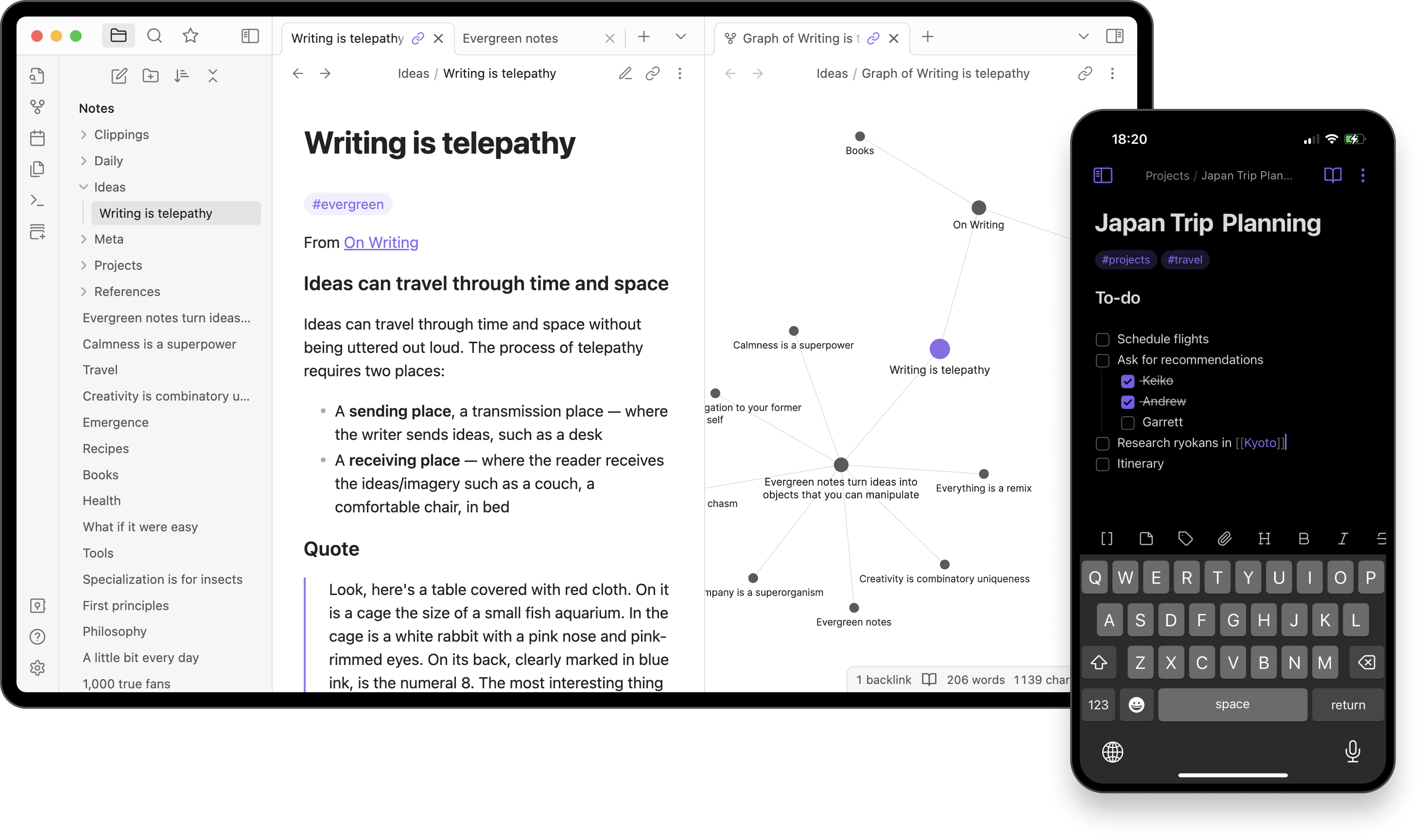 Obsidian, app de notes en local-first avec notes Markdown liées et vue en graphe